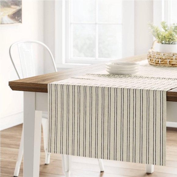 Threshold Dining Threshold Cotton Striped Table Runner In Natural